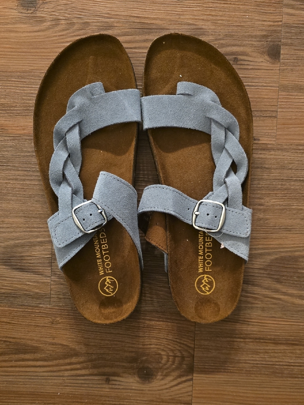 White Mountain Light Blue Braided Buckle Sandals - Women